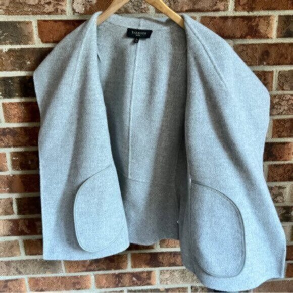 Talbots * Boiled Wool Blazer Jacket Open Front Light / Dark Gray EUC - Picture 10 of 15